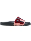 Fendi Pink Shearling Slip-on Sandals In Multicolour
