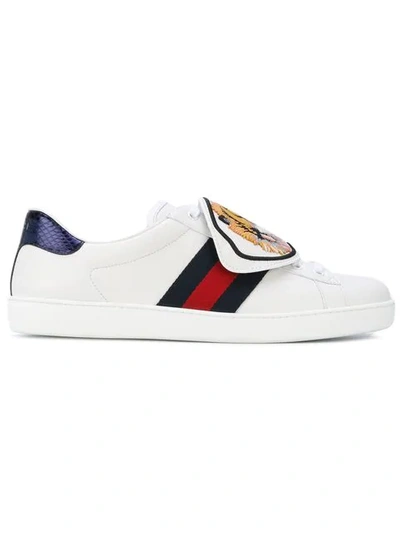 Gucci New Ace Embroidered Leather Low-top Trainers In White