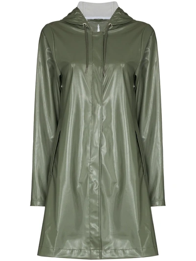 Rains A-line Jacket - Shiny Olive In Green