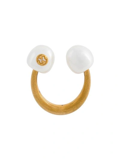 Gucci Curved Faux Pearl Barbell Ring