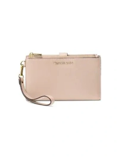Michael Michael Kors Adele Double Zip Leather Iphone 7 Plus Wristlet In Soft Pink