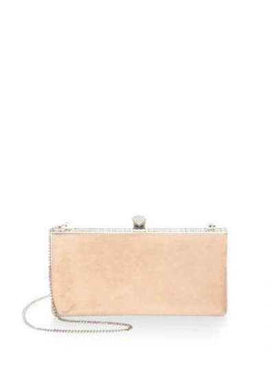Jimmy Choo Celeste Crystal And Suede Clutch In Ballet Pink