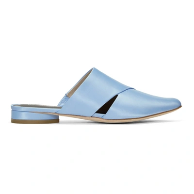 Opening Ceremony Woman Cutout Satin Slippers Blue In Sky Blue