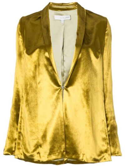 Galvan Shawl-lapel Single-breasted Velvet Blazer In Yellow