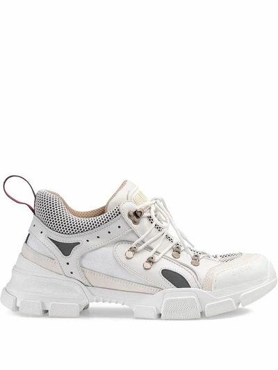 Gucci Mens White Leather Flashtrek Sneakers