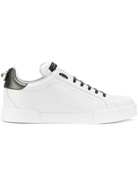 Dolce & Gabbana Portofino Sneakers In White-silver | ModeSens
