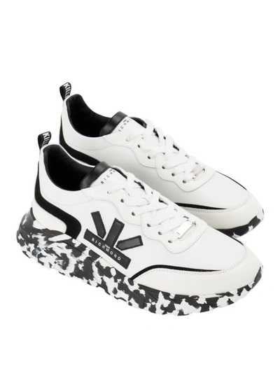John Richmond Camouflage Sole Leather Sneakers In White