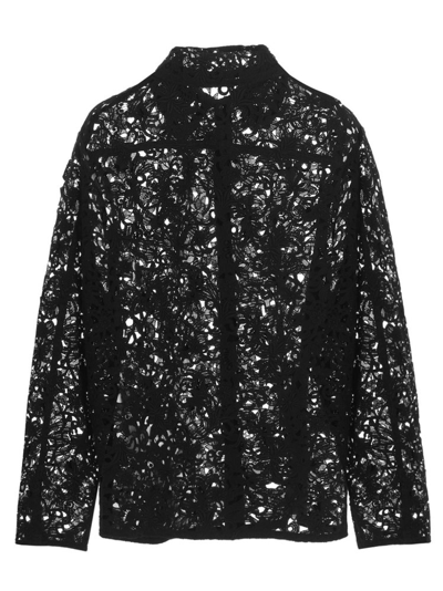 Valentino Black Lace Blossom Macrame Shirt