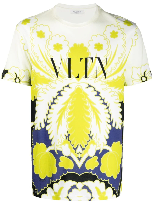 Valentino Multicolour Printed Vltn T-shirt In White | ModeSens