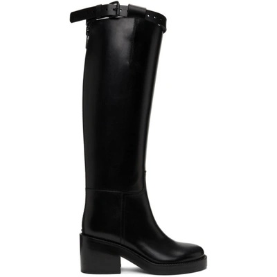 Ann Demeulemeester Leather Stan Heel Riding Tall Boots In Black