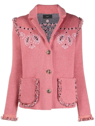 Alanui Caravan Mood Cotton And Wool Jacket In Pink,white,black