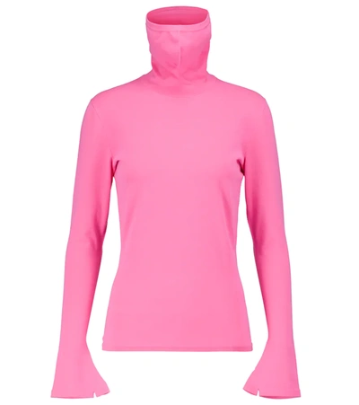 Balenciaga Stretch Modal-blend Jersey Turtleneck Top In Pink