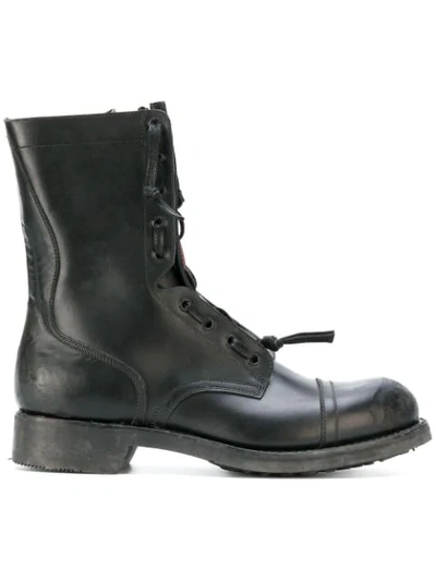 Maison Margiela Black Leather Combat Boots