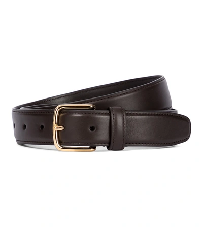 The Row Classic Calf Leather Belt In Mocha Shg