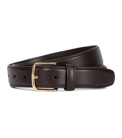 The Row Classic Calf Leather Belt In Mocha