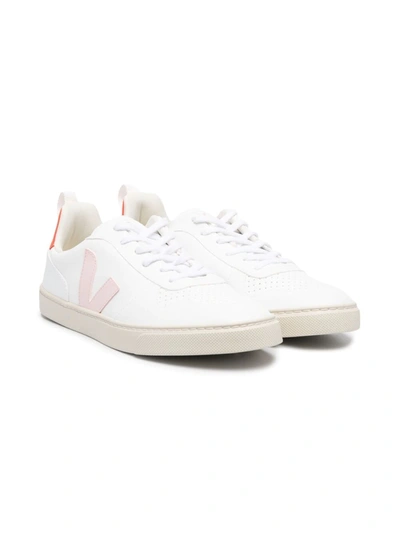 Veja Kids Sneakers Small V-10 Lace For Girls In White