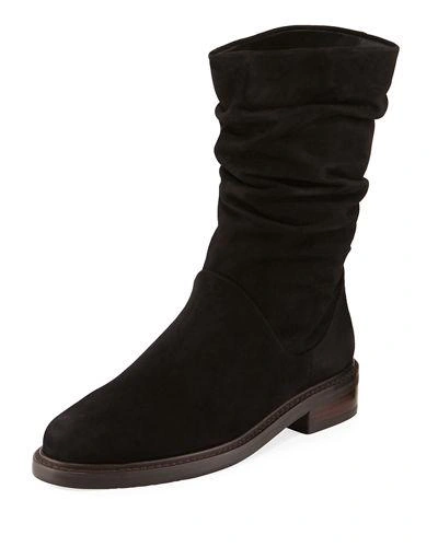 Stuart Weitzman Spartan Scrunch Mid-calf Boot In Black