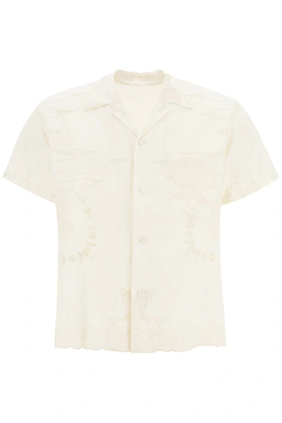 Bode Cutwork Short-sleeved T-shirt In White/beige