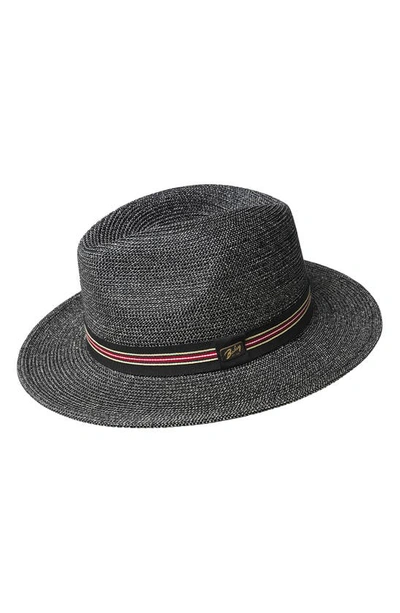 Bailey Hester Straw Fedora In Black Heather