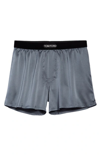 Tom Ford Stretch Silk Boxers In Dark Grey