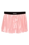 Tom Ford Stretch Silk Boxers In Pale Pink