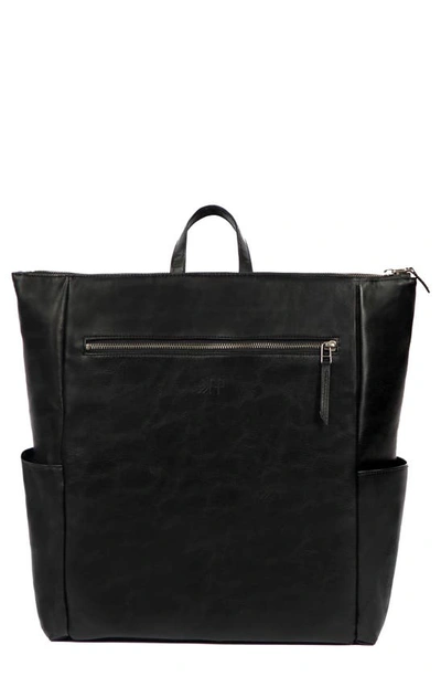Freshly Picked Babies' Minimal Faux Leather Diaper Backpack In Onyx