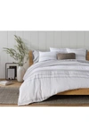 Coyuchi Rippled Stripe Organic Cotton Duvet Cover In Alpine White W/pale Gray