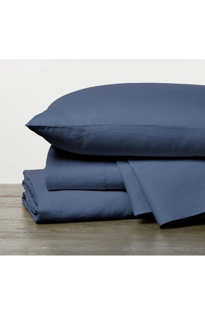 Coyuchi Relaxed Organic Linen Sheet Set In Harbor Blue