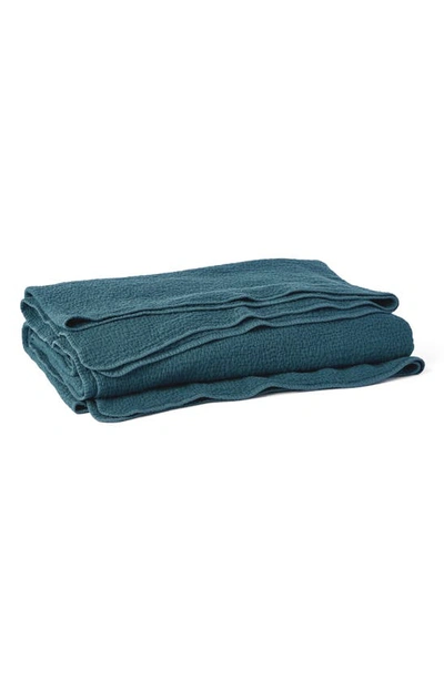 Coyuchi Cascade Matelasse Organic Cotton Blanket In Aegean