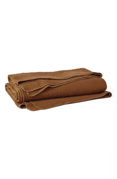 Coyuchi Cascade Matelasse Organic Cotton Blanket In Rust