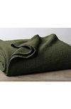 Coyuchi Cascade Matelasse Organic Cotton Blanket In Moss