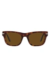 Persol 52mm Polarized Rectangle Sunglasses In Havana