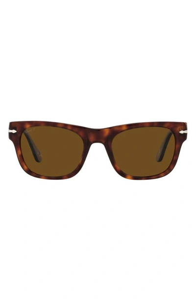 Persol 52mm Polarized Rectangle Sunglasses In Tortoise,brown Polar