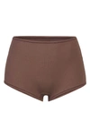 Skims Stretch Cotton Jersey Boyshorts In Burgundy