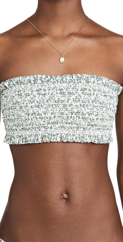Tory Burch Costa Printed Bandeau Bikini Top In Starburst Ivy