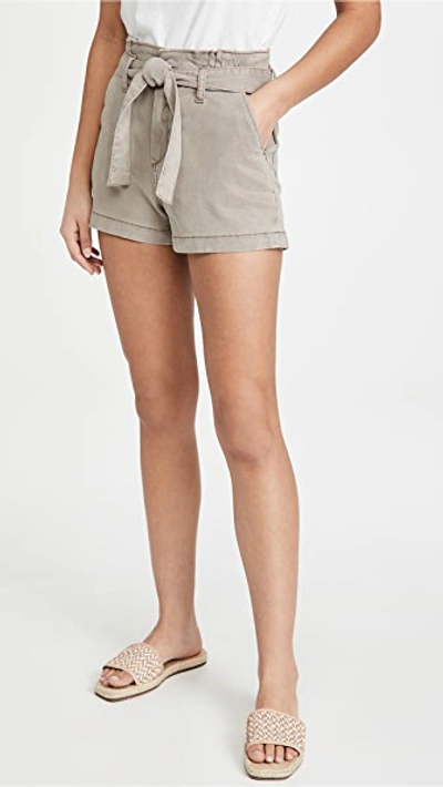 Paige Anessa Shorts With Pleated Waistband In Vintage Moss Taupe