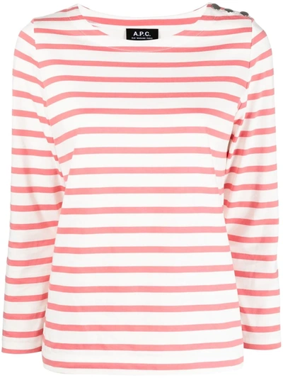 A.p.c. Striped Cotton Long-sleeved Top In White
