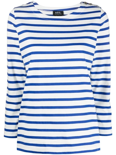 Apc 条纹长袖上衣 In Dark Navy Stripes