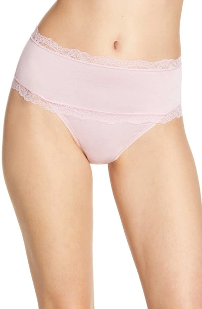 Calvin Klein Scallop Lace Trim High Waist Thong In Echo Pink