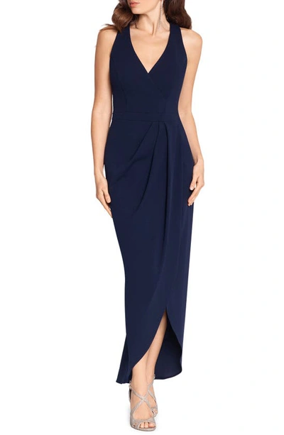 Xscape Tulip Hem Sleeveless Crepe Gown In Navy