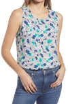 Halogenr Halogen Scoop Neck Woven Shell In Ivory- Blue Floral