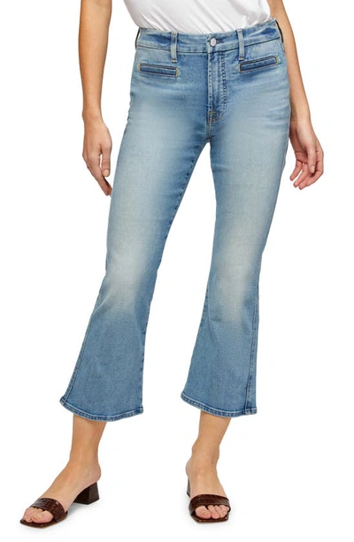Jen7 Cropped Kick Flare Jeans With Welt Pockets In Kirra