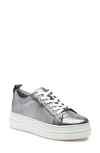Jslides Noca Platform Lace-up Sneaker In Silver Metallic Leather