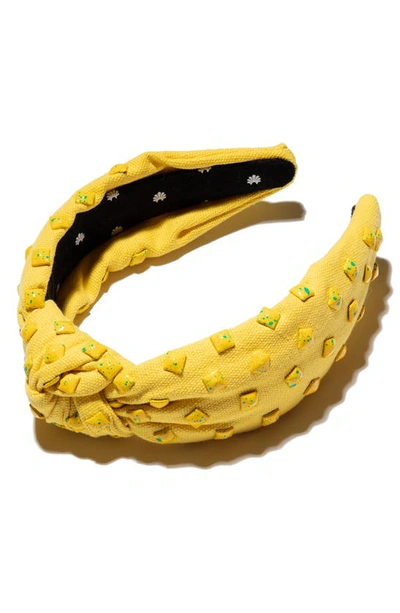 Lele Sadoughi Women's Woven Studded Knotted Headband In Yellow