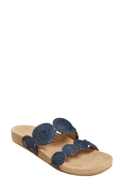 Jack Rogers Comfort Lauren Womens Leather Slide Sandals In Midnight