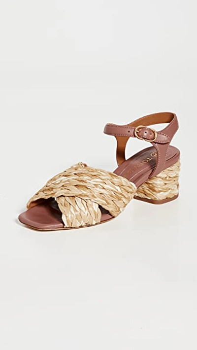 Tory Burch Kira Raffia Crisscross Ankle-strap Sandals In Natural/rose Tea