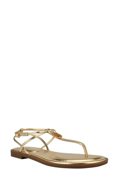 Tommy Hilfiger Women's Morina Strappy Thong Sandals Women's Shoes In Gold  Faux Leather | ModeSens