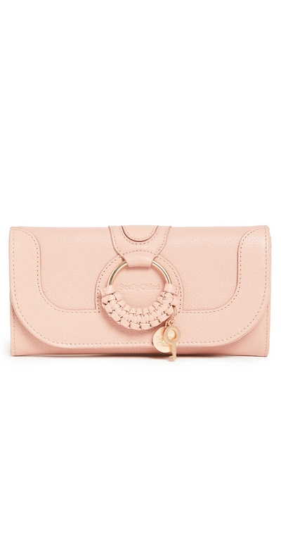 See By Chloé Hana Large Leather Wallet On A Chain In Fallow Pink