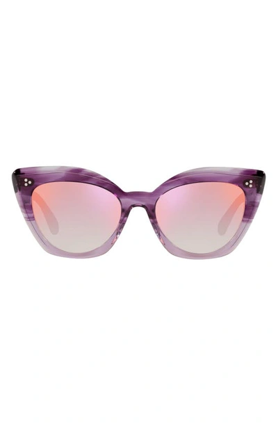 Oliver Peoples Laiya 55mm Gradient Butterfly Sunglasses In Jacaranda / Soft Pink Mirror