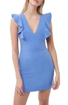 French Connection Whisper Ruffle Minidress In Light Dream Blue/ Blue